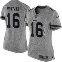 Nike San Francisco 49ers #16 Joe Montana Gray Women's Stitched NFL Limited Gridiron Gray Jersey