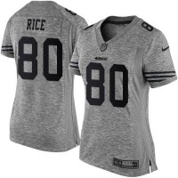 Nike San Francisco 49ers #80 Jerry Rice Gray Women's Stitched NFL Limited Gridiron Gray Jersey
