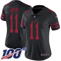 Nike San Francisco 49ers #11 Brandon Aiyuk Black Alternate Women's Stitched NFL 100th Season Vapor Untouchable Limited Jersey