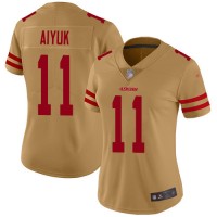 Nike San Francisco 49ers #11 Brandon Aiyuk Gold Women's Stitched NFL Limited Inverted Legend Jersey