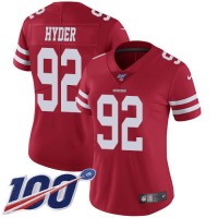 Nike San Francisco 49ers #92 Kerry Hyder Red Team Color Women's Stitched NFL 100th Season Vapor Untouchable Limited Jersey