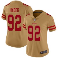 Nike San Francisco 49ers #92 Kerry Hyder Gold Women's Stitched NFL Limited Inverted Legend Jersey