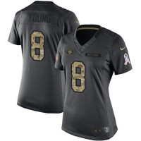 Nike San Francisco 49ers #8 Steve Young Black Women's Stitched NFL Limited 2016 Salute to Service Jersey