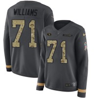 San Francisco San Francisco 49ers #71 Trent Williams Anthracite Salute to Service Women's Stitched NFL Limited Therma Long Sleeve Jersey