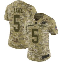 San Francisco San Francisco 49ers #5 Trey Lance Camo Women's Stitched NFL Limited 2018 Salute To Service Jersey