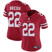 Nike San Francisco 49ers #22 Matt Breida Red Team Color Women's Stitched NFL Vapor Untouchable Limited Jersey