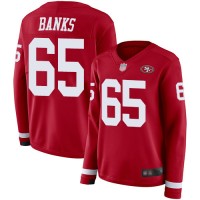 Nike San Francisco 49ers #65 Aaron Banks Red Team Color Women's Stitched NFL Limited Therma Long Sleeve Jersey