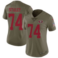 Nike San Francisco 49ers #74 Joe Staley Olive Women's Stitched NFL Limited 2017 Salute to Service Jersey