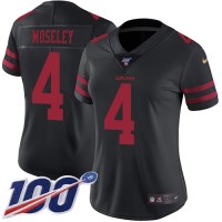 Nike San Francisco 49ers #4 Emmanuel Moseley Black Alternate Women's Stitched NFL 100th Season Vapor Limited Jersey