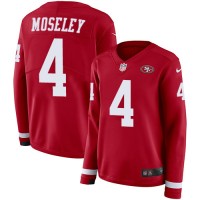 Nike San Francisco 49ers #4 Emmanuel Moseley Red Team Color Women's Stitched NFL Limited Therma Long Sleeve Jersey