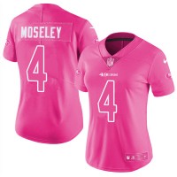 Nike San Francisco 49ers #4 Emmanuel Moseley Pink Women's Stitched NFL Limited Rush Fashion Jersey