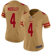 Nike San Francisco 49ers #4 Emmanuel Moseley Gold Women's Stitched NFL Limited Inverted Legend Jersey