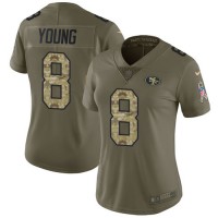 Nike San Francisco 49ers #8 Steve Young Olive/Camo Women's Stitched NFL Limited 2017 Salute to Service Jersey