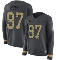 Nike San Francisco 49ers #97 Nick Bosa Anthracite Salute to Service Women's Stitched NFL Limited Therma Long Sleeve Jersey