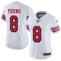 Nike San Francisco 49ers #8 Steve Young White Rush Women's Stitched NFL Vapor Untouchable Limited Jersey