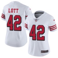 Nike San Francisco 49ers #42 Ronnie Lott White Rush Women's Stitched NFL Vapor Untouchable Limited Jersey
