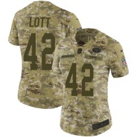 Nike San Francisco 49ers #42 Ronnie Lott Camo Women's Stitched NFL Limited 2018 Salute to Service Jersey