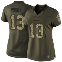 Nike San Francisco 49ers #13 Brock Purdy Green Women's Stitched NFL Limited 2015 Salute To Service Jersey