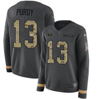Nike San Francisco 49ers #13 Brock Purdy Anthracite Salute to Service Women's Stitched NFL Limited Therma Long Sleeve Jersey