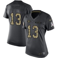 Nike San Francisco 49ers #13 Brock Purdy Black Women's Stitched NFL Limited 2016 Salute to Service Jersey