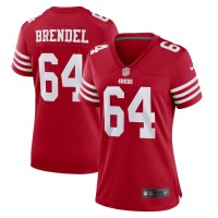 San Francisco San Francisco 49ers #64 Jake Brendel Scarlet Women's 2022-23 Nike NFL Game Jersey