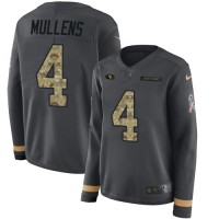 Nike San Francisco 49ers #4 Nick Mullens Anthracite Salute to Service Women's Stitched NFL Limited Therma Long Sleeve Jersey
