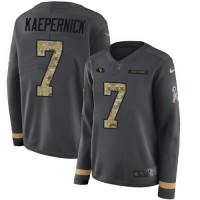 Nike San Francisco 49ers #7 Colin Kaepernick Anthracite Salute to Service Women's Stitched NFL Limited Therma Long Sleeve Jersey
