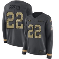 Nike San Francisco 49ers #22 Matt Breida Anthracite Salute to Service Women's Stitched NFL Limited Therma Long Sleeve Jersey