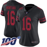 Nike San Francisco 49ers #16 Joe Montana Black Alternate Women's Stitched NFL 100th Season Vapor Limited Jersey