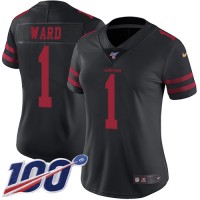 Nike San Francisco 49ers #1 Jimmie Ward Black Alternate Women's Stitched NFL 100th Season Vapor Limited Jersey
