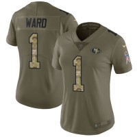 Nike San Francisco 49ers #1 Jimmie Ward Olive/Camo Women's Stitched NFL Limited 2017 Salute To Service Jersey