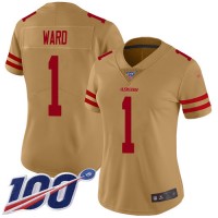 Nike San Francisco 49ers #1 Jimmie Ward Gold Women's Stitched NFL Limited Inverted Legend 100th Season Jersey