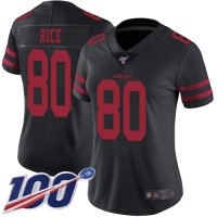 Nike San Francisco 49ers #80 Jerry Rice Black Alternate Women's Stitched NFL 100th Season Vapor Limited Jersey