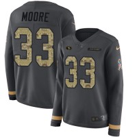 Nike San Francisco 49ers #33 Tarvarius Moore Anthracite Salute to Service Women's Stitched NFL Limited Therma Long Sleeve Jersey