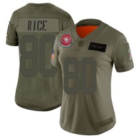 Nike San Francisco 49ers #80 Jerry Rice Camo Women's Stitched NFL Limited 2019 Salute to Service Jersey