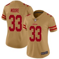 Nike San Francisco 49ers #33 Tarvarius Moore Gold Women's Stitched NFL Limited Inverted Legend Jersey