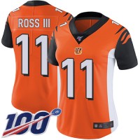 Nike Cincinnati Bengals #11 John Ross III Orange Alternate Women's Stitched NFL 100th Season Vapor Limited Jersey