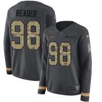 Nike Cincinnati Bengals #98 D.J. Reader Anthracite Salute to Service Women's Stitched NFL Limited Therma Long Sleeve Jersey