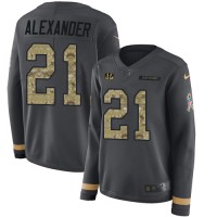Nike Cincinnati Bengals #21 Mackensie Alexander Anthracite Salute to Service Women's Stitched NFL Limited Therma Long Sleeve Jersey