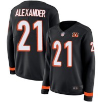 Nike Cincinnati Bengals #21 Mackensie Alexander Black Team Color Women's Stitched NFL Limited Therma Long Sleeve Jersey