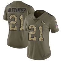 Nike Cincinnati Bengals #21 Mackensie Alexander Olive/Camo Women's Stitched NFL Limited 2017 Salute To Service Jersey