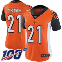 Nike Cincinnati Bengals #21 Mackensie Alexander Orange Alternate Women's Stitched NFL 100th Season Vapor Untouchable Limited Jersey