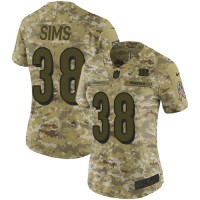 Nike Cincinnati Bengals #38 LeShaun Sims Camo Women's Stitched NFL Limited 2018 Salute To Service Jersey