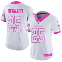 Nike Cincinnati Bengals #25 Giovani Bernard White/Pink Women's Stitched NFL Limited Rush Fashion Jersey