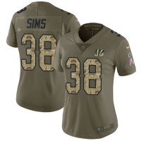 Nike Cincinnati Bengals #38 LeShaun Sims Olive/Camo Women's Stitched NFL Limited 2017 Salute To Service Jersey