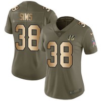 Nike Cincinnati Bengals #38 LeShaun Sims Olive/Gold Women's Stitched NFL Limited 2017 Salute To Service Jersey