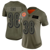 Nike Cincinnati Bengals #38 LeShaun Sims Camo Women's Stitched NFL Limited 2019 Salute To Service Jersey