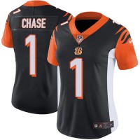 Nike Cincinnati Bengals #1 Ja'Marr Chase Black Team Color Women's Stitched NFL Vapor Untouchable Limited Jersey
