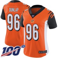 Nike Cincinnati Bengals #96 Carlos Dunlap Orange Alternate Women's Stitched NFL 100th Season Vapor Limited Jersey
