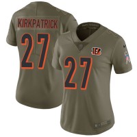 Nike Cincinnati Bengals #27 Dre Kirkpatrick Olive Women's Stitched NFL Limited 2017 Salute to Service Jersey